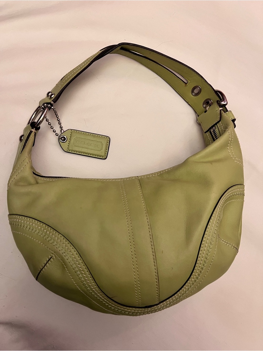 Coach Sage Green Leather Hobo Shoulder Bag